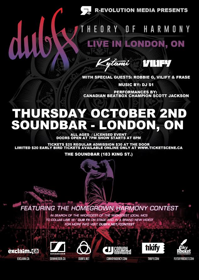 Dub FX Theory of Harmony Tour Live in London @ The Soundbar Oct. 2nd Guests: Robbie G, Vilify, Frase