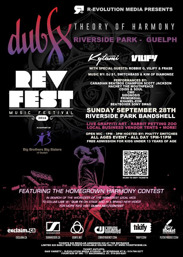 Dub Fx live at RevFest September 28th | Riverside Park in Guelph | Theory of Harmony Tour