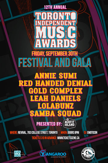 12th Annual Toronto Independent Music Awards Gala and Festival