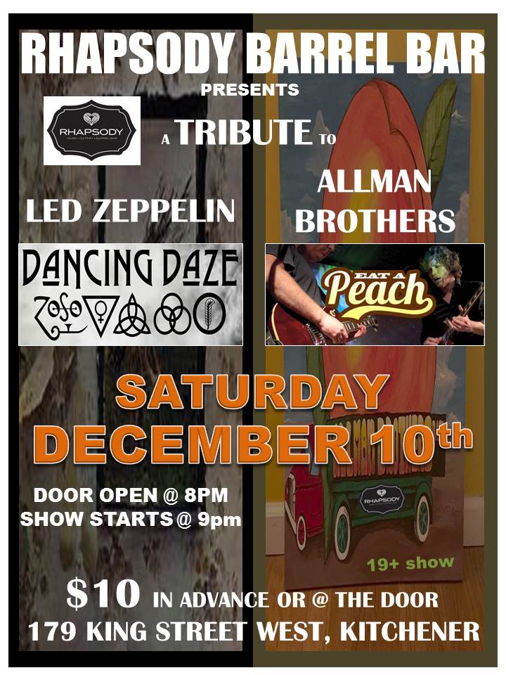A Tribute to Led Zepplin & The Allman Brothers @ Rhapsody Barrel Bar