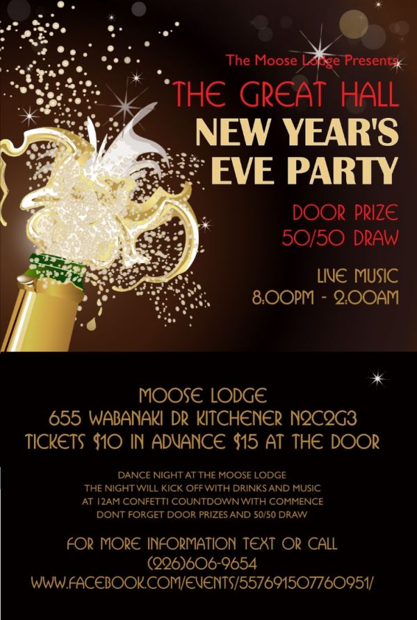 Moose Lodge New Years Eve Great Hall Party!