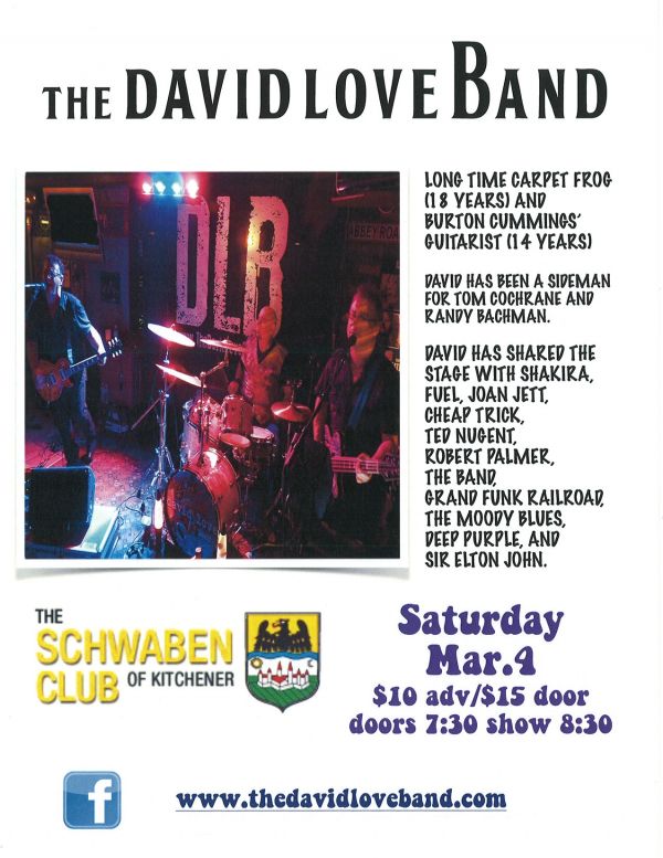 The Schwaben Club is Proud to Present: The DAVID LOVE BAND