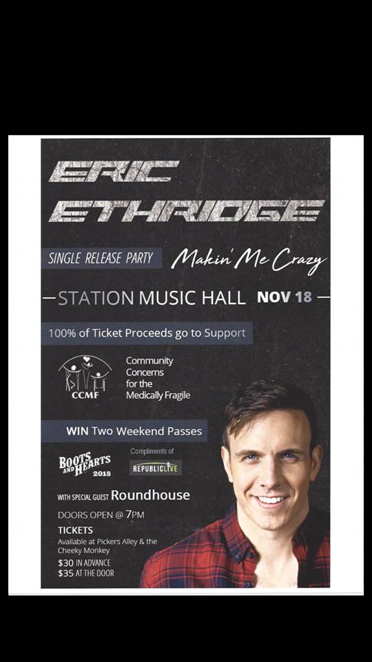 ERIC ETHRIDGE - LIVE in Sarnia! with special guests! (proceeds going to: CCMF Charity)