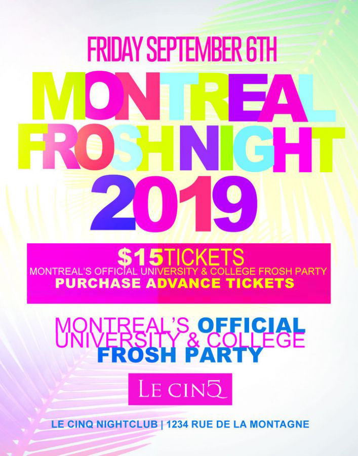 MONTREAL FROSH NIGHT 2019 @ LE CINQ NIGHTCLUB | OFFICIAL MEGA PARTY!