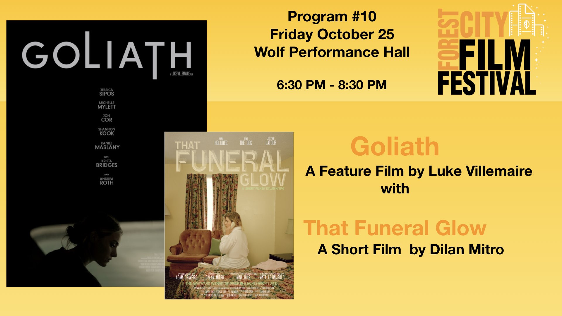 FCFF 2019 - Friday Early Evening at Wolf Program #10 - Goliath (feature), That Funeral Glow (short)