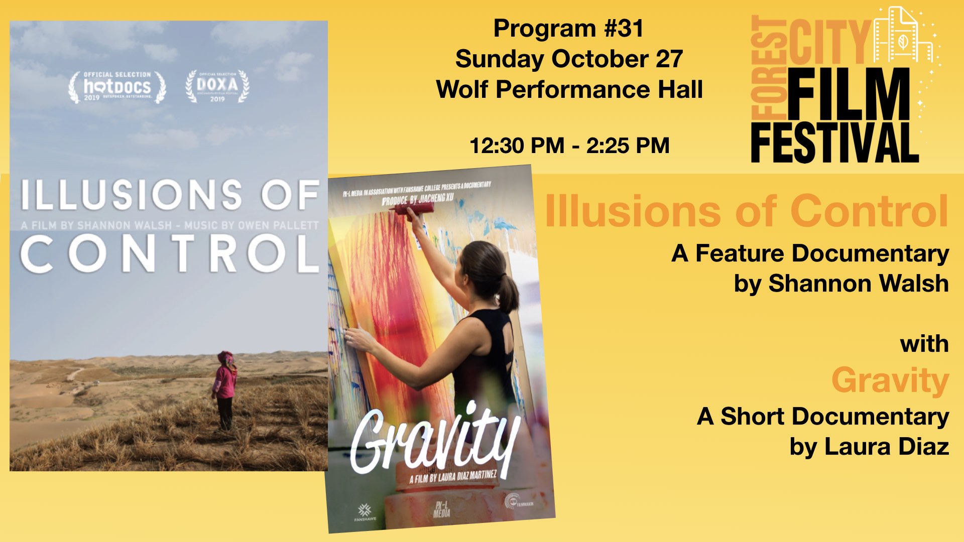 FCFF 2019 - Sunday Early Afternoon at Wolf, Program #31 - Illusions of Control and Gravity