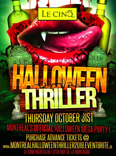 MONTREAL HALLOWEEN THRILLER 2019 @ LE CINQ NIGHTCLUB | MONTREAL'S OFFICIAL HALLOWEEN MEGA PARTY!