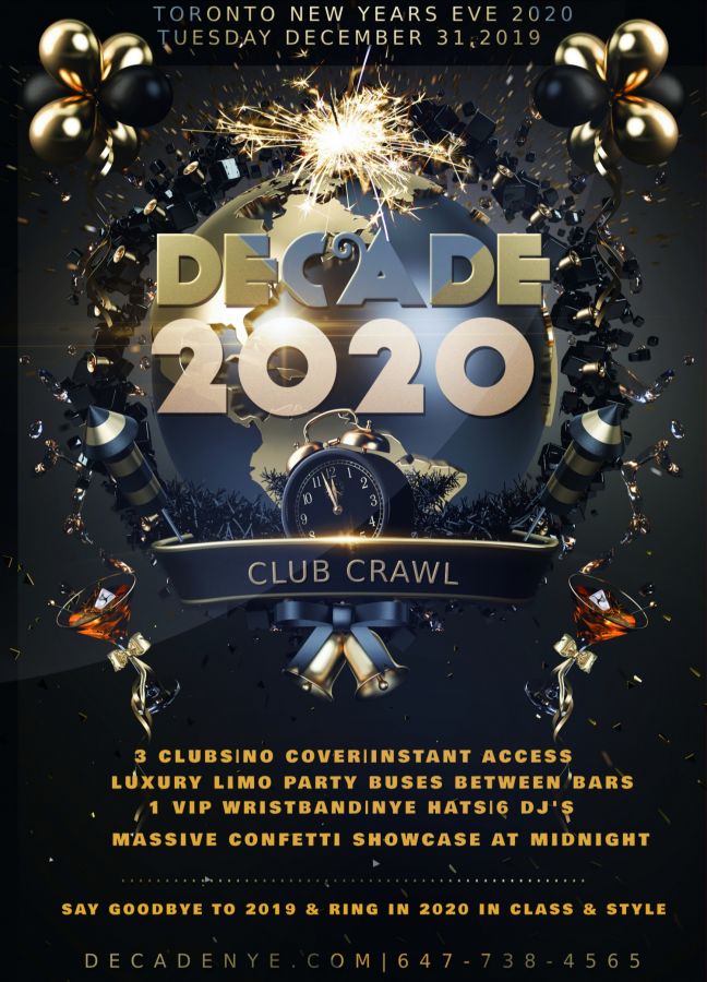 Toronto New Years Eve Club Crawl: Decade Countdown 2019-2020