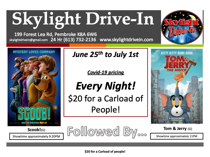 Skylight Drive-In featuring Scoob! followed by Tom and Jerry: The Movie
