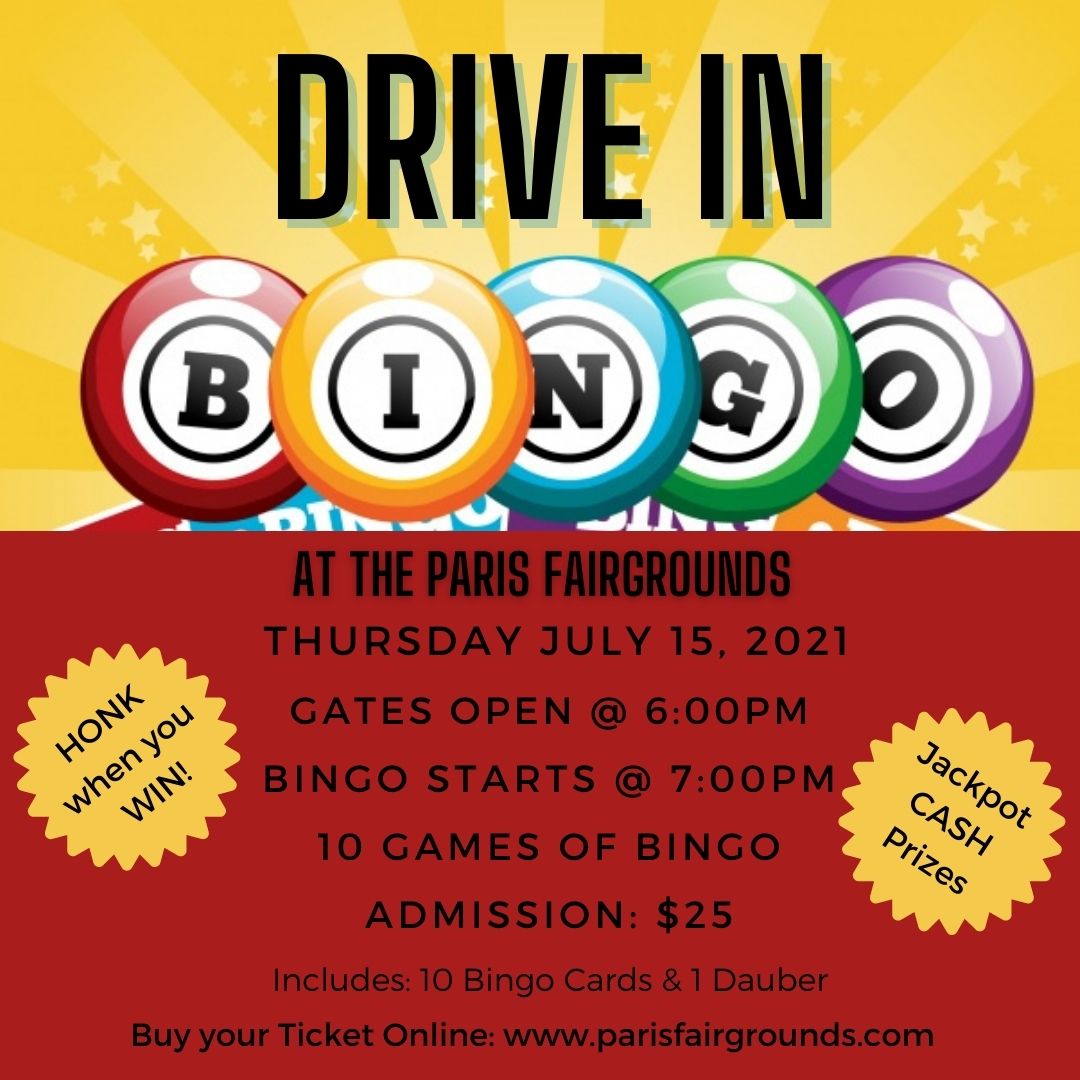 Drive In Bingo at Paris Fairgrounds  **SOLD OUT**