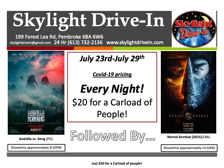 Skylight Drive-In featuring Godzilla vs. Kong followed by Mortal Kombat (2021)