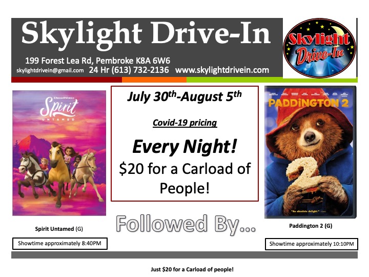 Skylight Drive-In featuring Spirit Untamed followed by Paddington 2