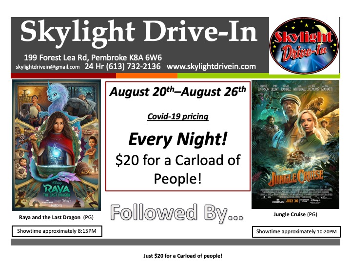 Skylight Drive-In featuring Raya and the Last Dragon Followed by Jungle Cruise
