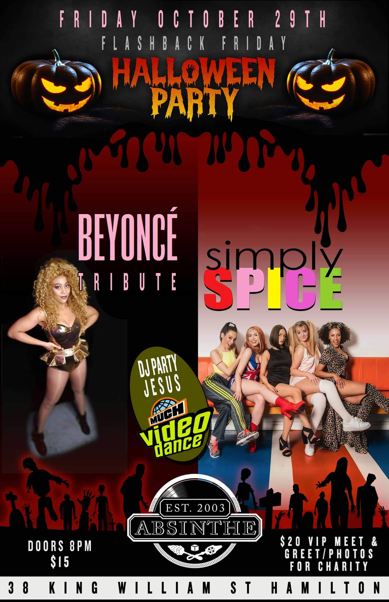 Flashback Friday Halloween with Simply Spice(Spice Girls), Beyonce Tribute, DJ Party Jesus