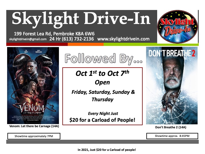 Skylight Drive-In featuring  Venom: Let there be Carnage with Don't Breathe 2