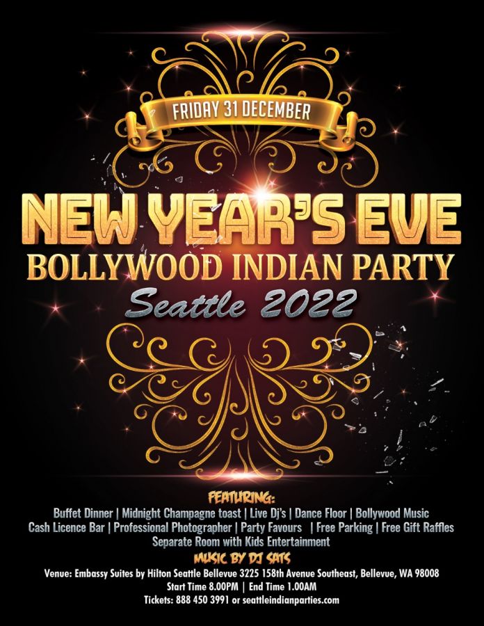 New Year’s Eve Toast to 2022 Bollywood Indian Party Seattle