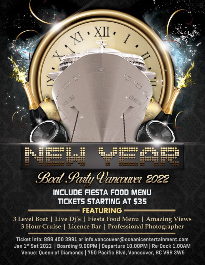 New Year Boat Party Vancouver 2022 | Include Fiesta Menu | Tickets Start 35