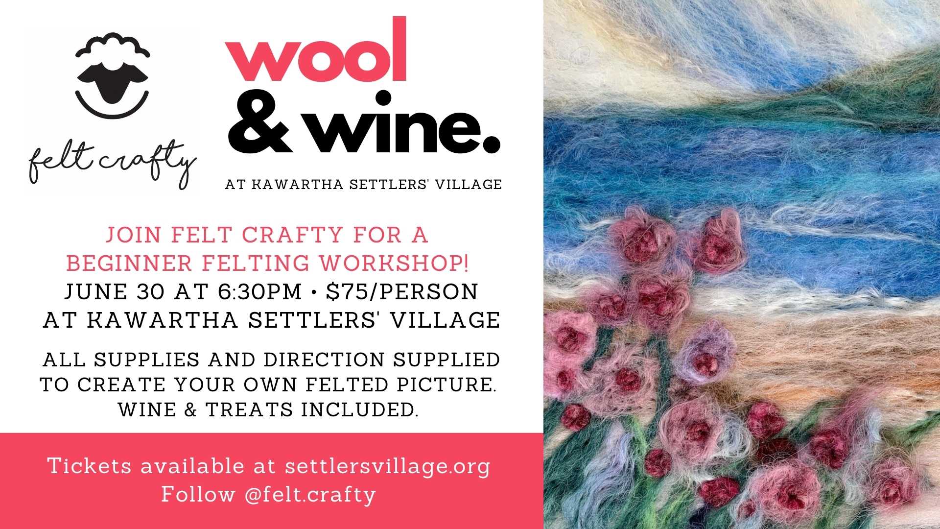 Felt Crafty - Wool & Wine Workshop