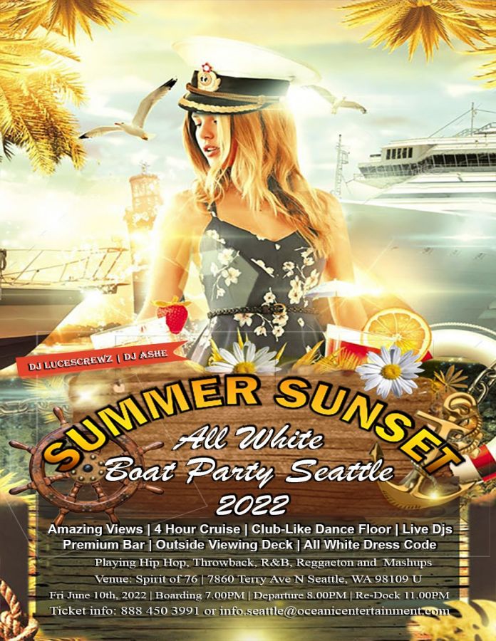 Summer Sunset Boat Party Seattle 2022 | All White Boat Party