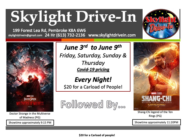Skylight Drive-In featuring Doctor Strange in the Multiverse of Madness followed by Shang-Chi and the Legend of the Ten Rings