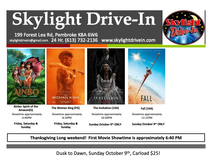 Dusk to Dawn Skylight Drive-In featuring  Ainbo: Spirit of the Amazon with The Woman King Plus The Invitation and Fall