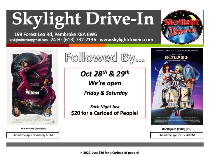 Skylight Drive-In featuring  The Witches (1990) with Beetlejuice (1988)
