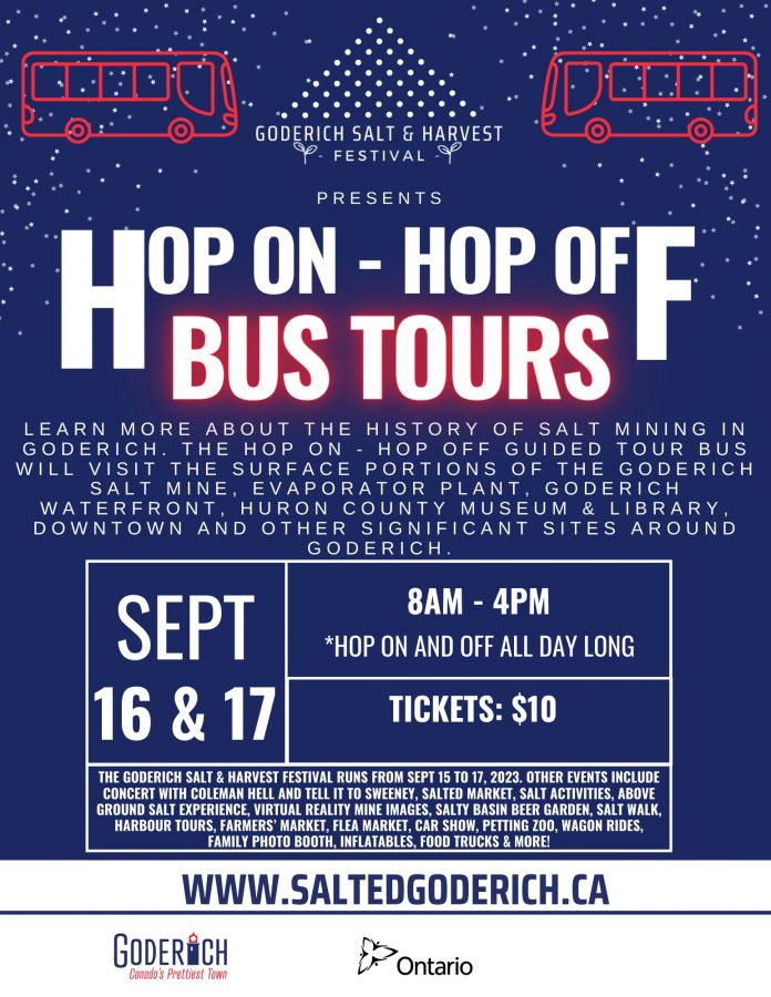 Saturday September 16,  Hop On - Hop Off Bus Tour 10AM-4PM