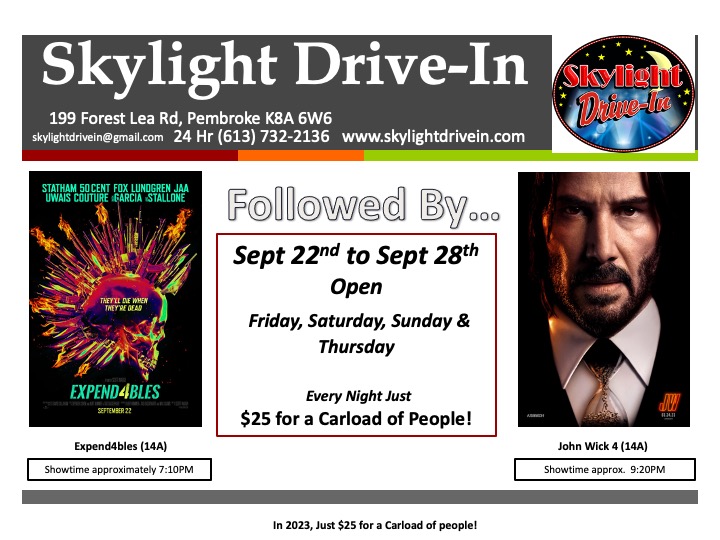 Skylight Drive-In... Expend4bles   Followed by   John Wick: Chapter 4