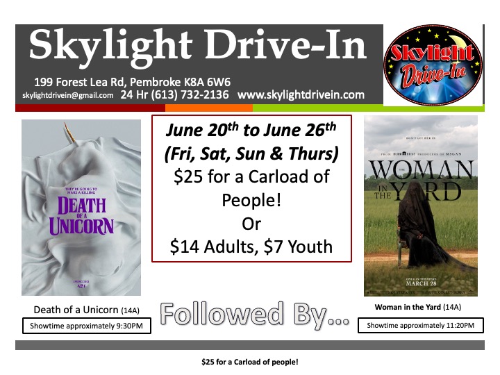 Skylight Drive-In!  Death of a Unicorn With Woman in the Yard
