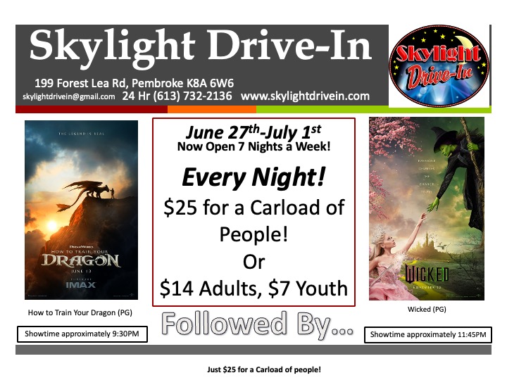 Skylight Drive-In! How to Train Your Dragon Followed By...Wicked