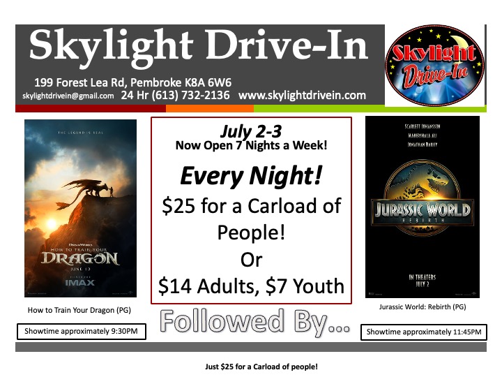 Skylight Drive-In! How to Train Your Dragon Followed By...Jurassic World: Rebirth
